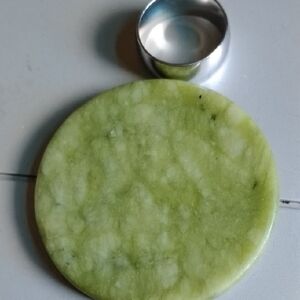 Green Jade with Titanium Ring